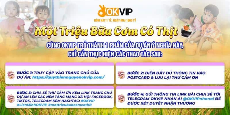 Hướng dẫn chi tiết thao tác truy cập vào dự án một triệu bữa cơm có thịt